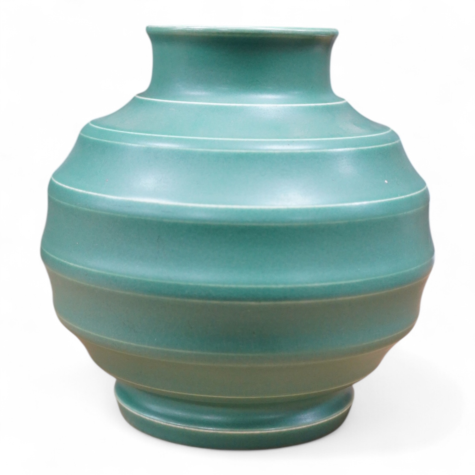 Keith Murray for Wedgwood globe vase in green, 16cm high